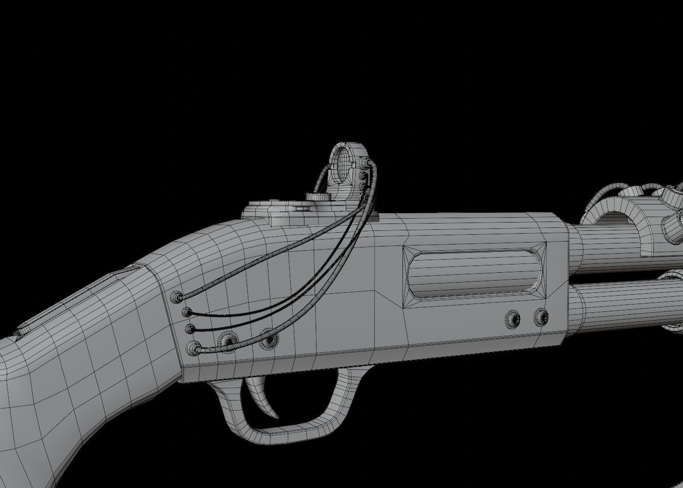 Rail Shotgun Low-poly 3D model_10