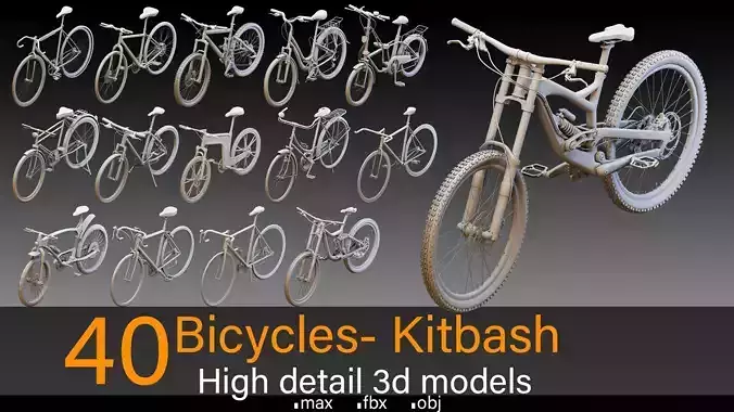 40 Bicycles- Kitbash- High detail 3d models 3D model 40 Bicycles- Kitbash- High detail 3d models 3D model