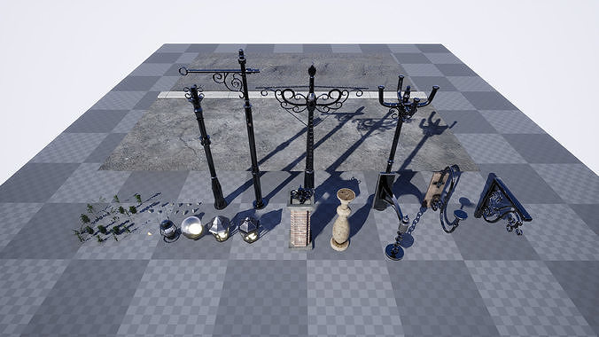 Modular Streetlights  46 Assets Low-poly 3D model 3