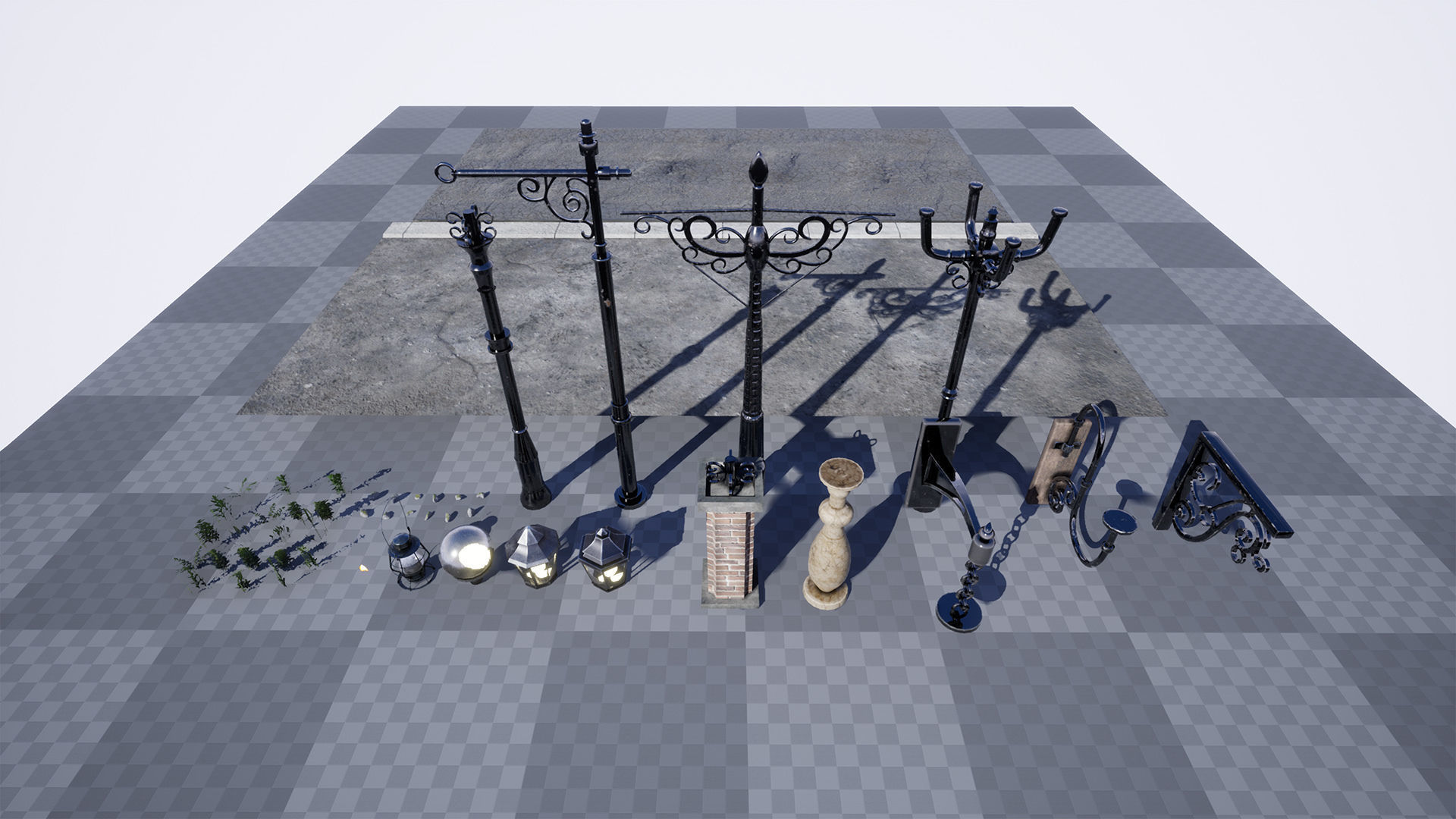 Modular Streetlights 46 Assets Low-poly 3D model_2