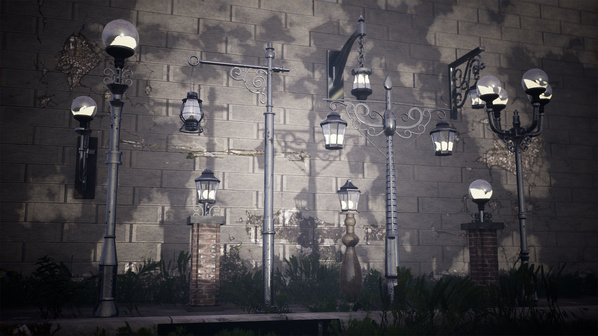 Modular Streetlights 46 Assets Low-poly 3D model_13