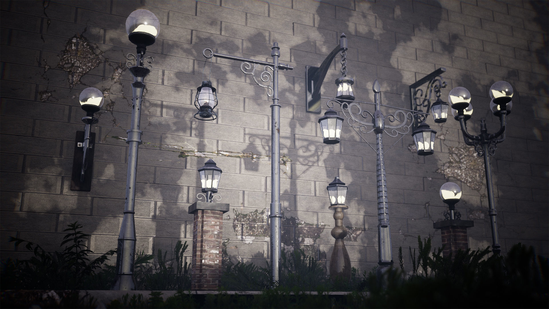 Modular Streetlights 46 Assets Low-poly 3D model_14
