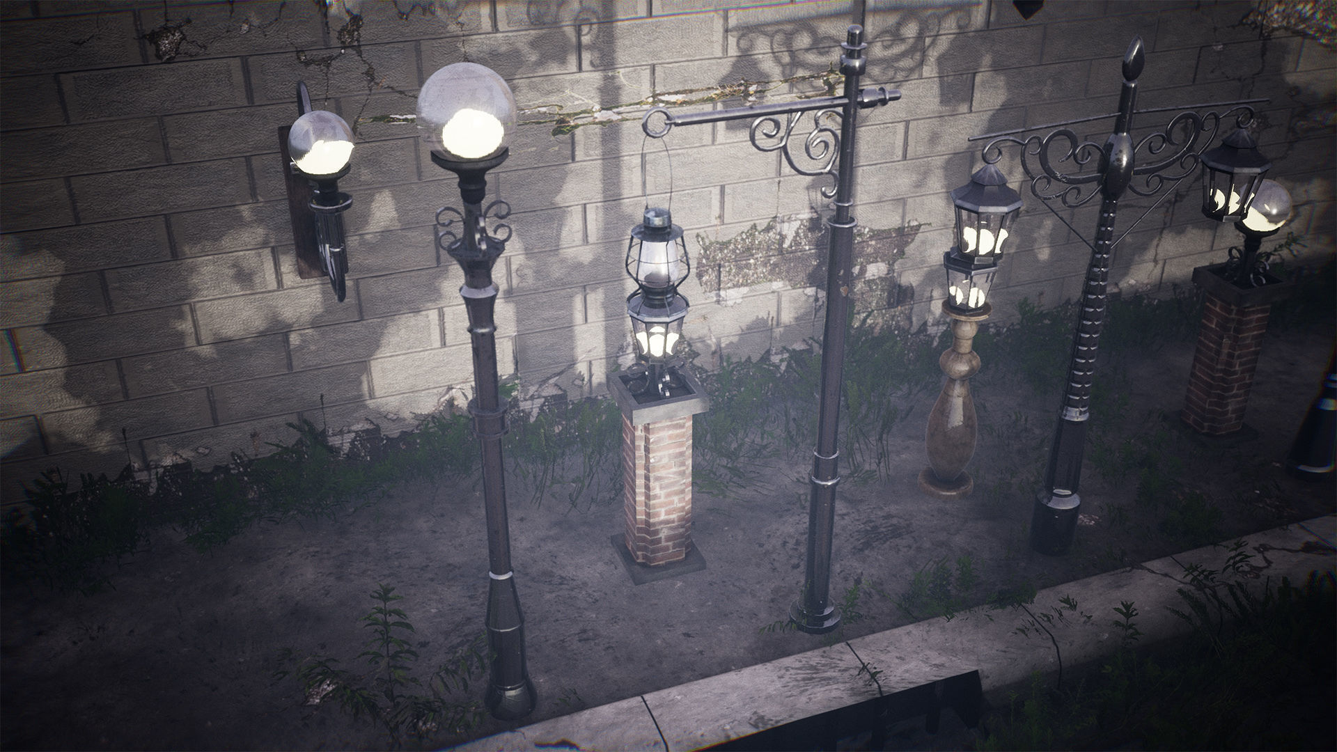 Modular Streetlights 46 Assets Low-poly 3D model_12