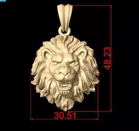 Lion pendant closed mouth 3D print model 3D print model