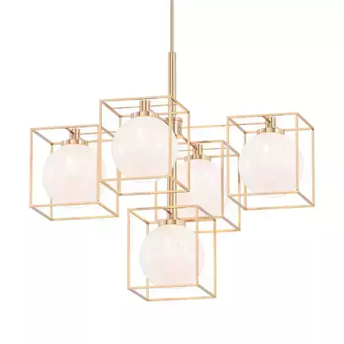 Yosef brass chandelier with frosted glass shades