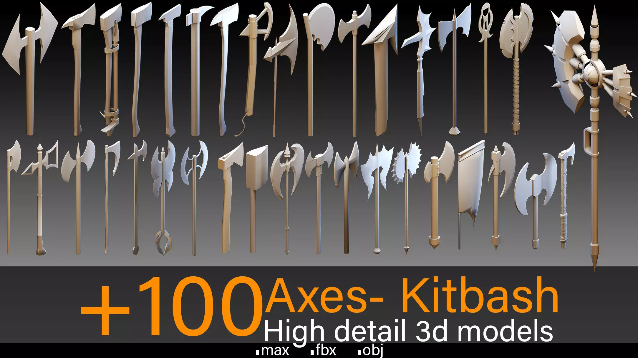 100 Axes- Kitbash- High detail 3d models 3D model | CGTrader