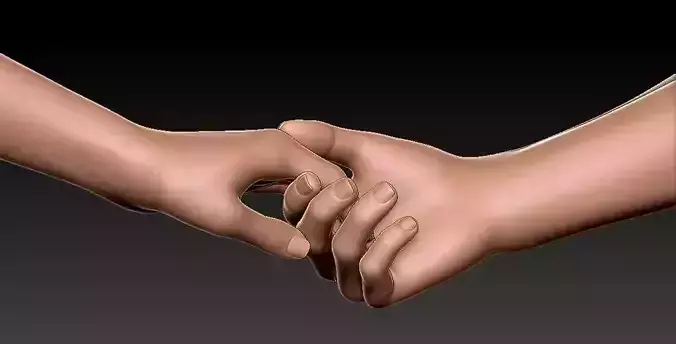 Holding hands couple 2 3D print model