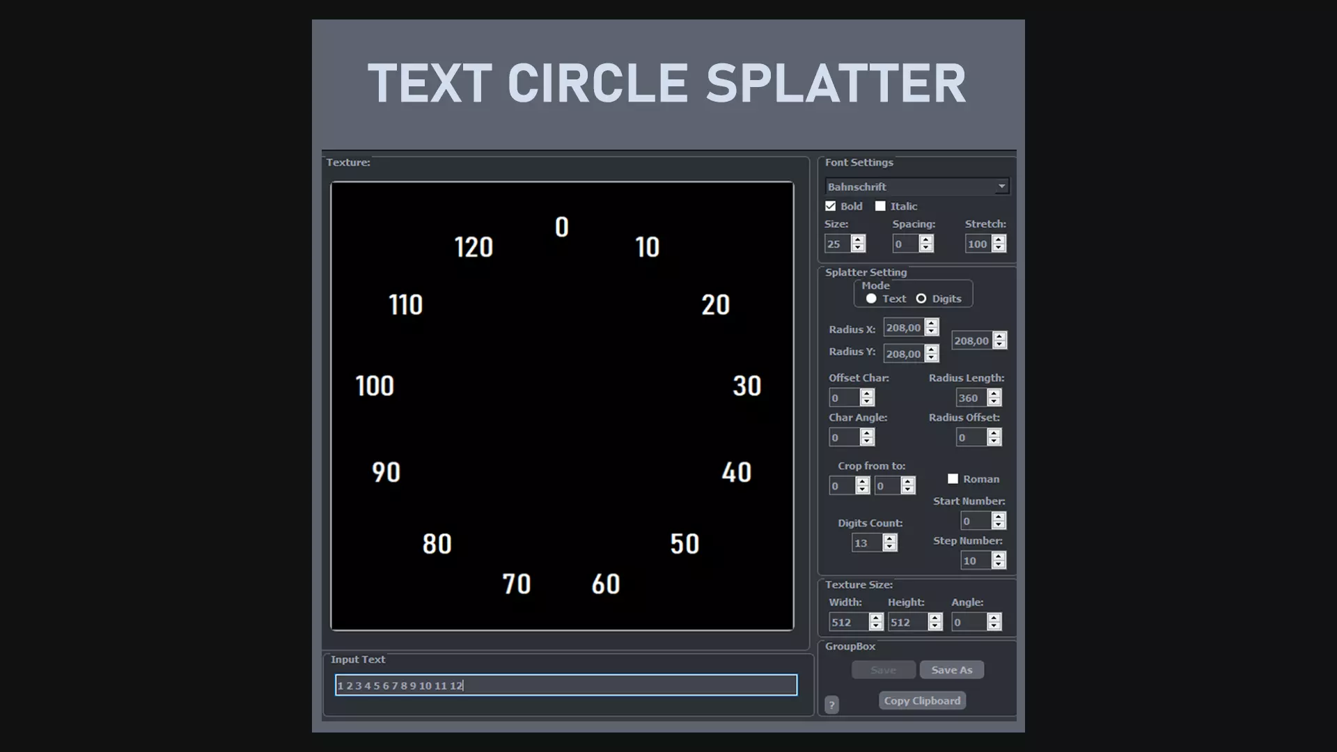 Text Circle Splatter Low-poly 3D model