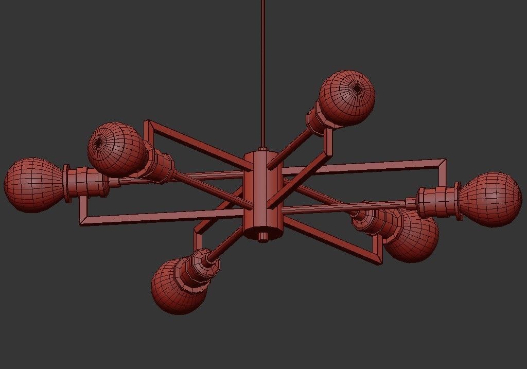 Tommie Dimmable Sputnik Modern Linear Chandelier 3D model_1