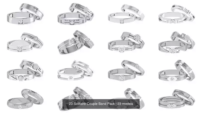 23 Solitaire Couple Band Pack