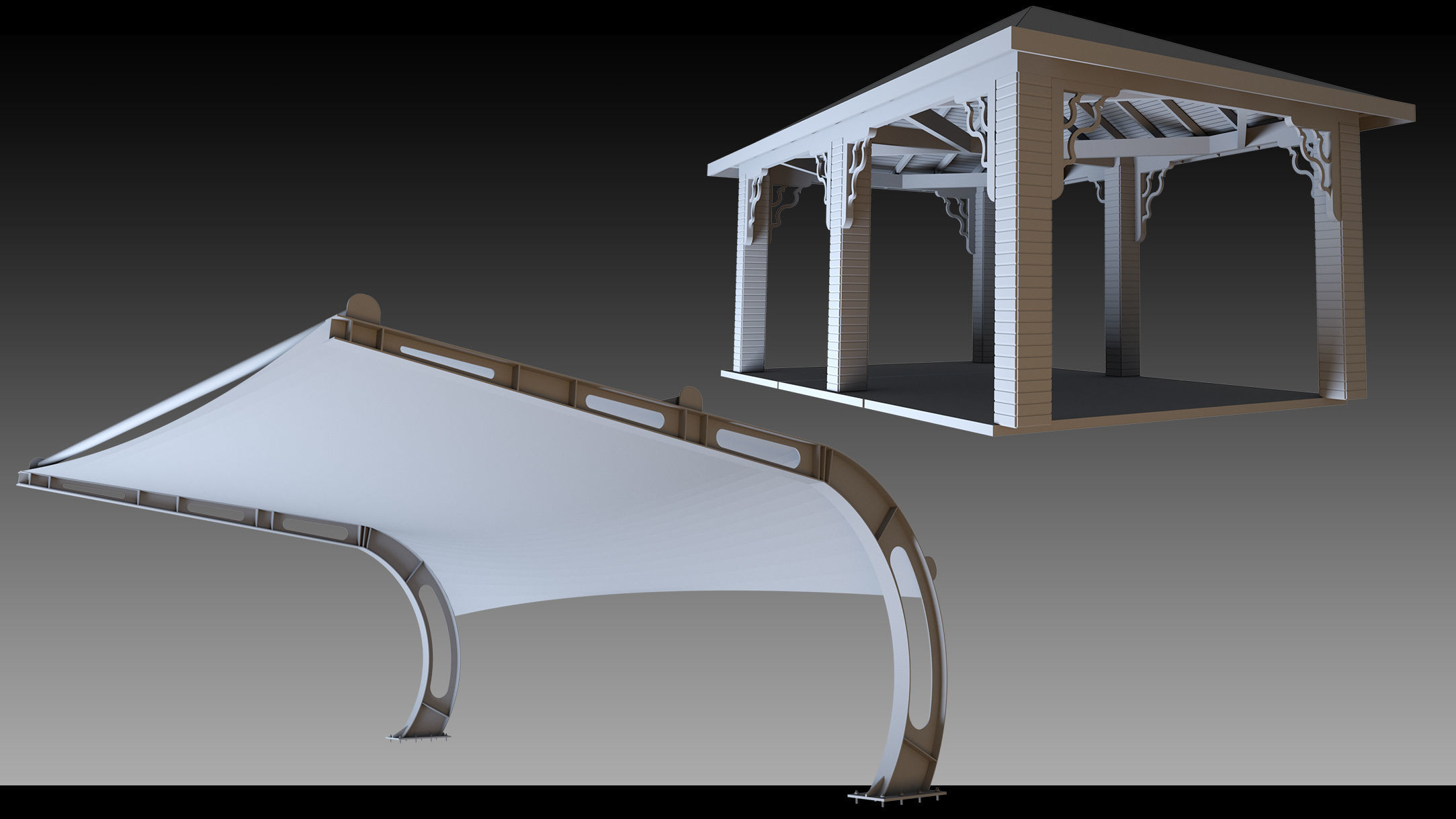 41 Urban Carports- Kitbash- High detail 3d models 3D model_5