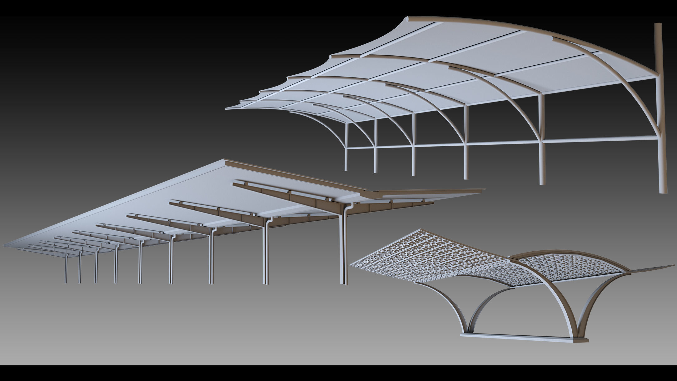 41 Urban Carports- Kitbash- High detail 3d models 3D model_11