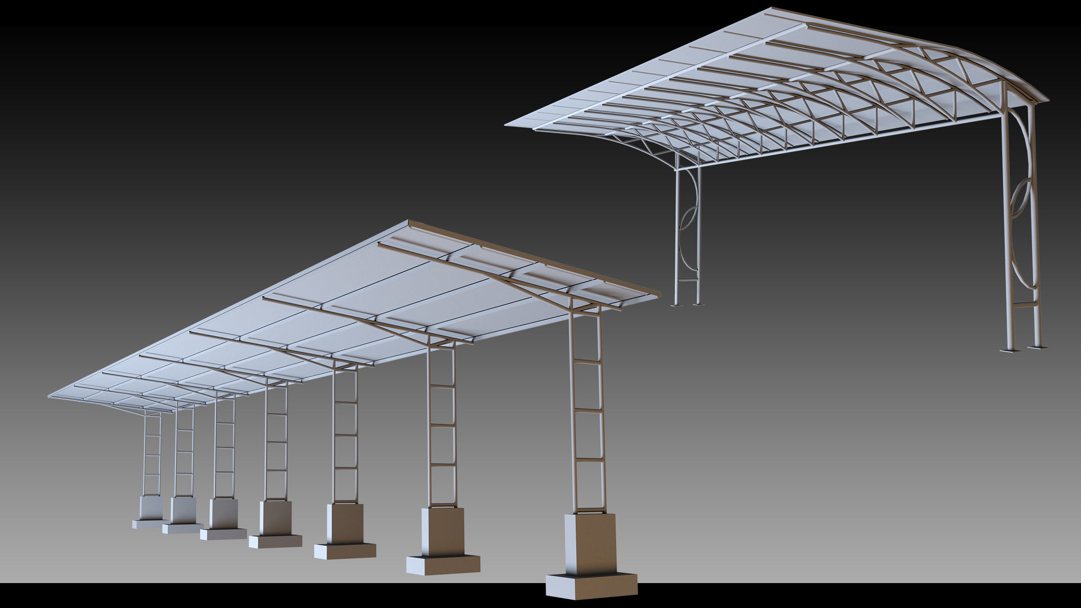 41 Urban Carports- Kitbash- High detail 3d models 3D model_6