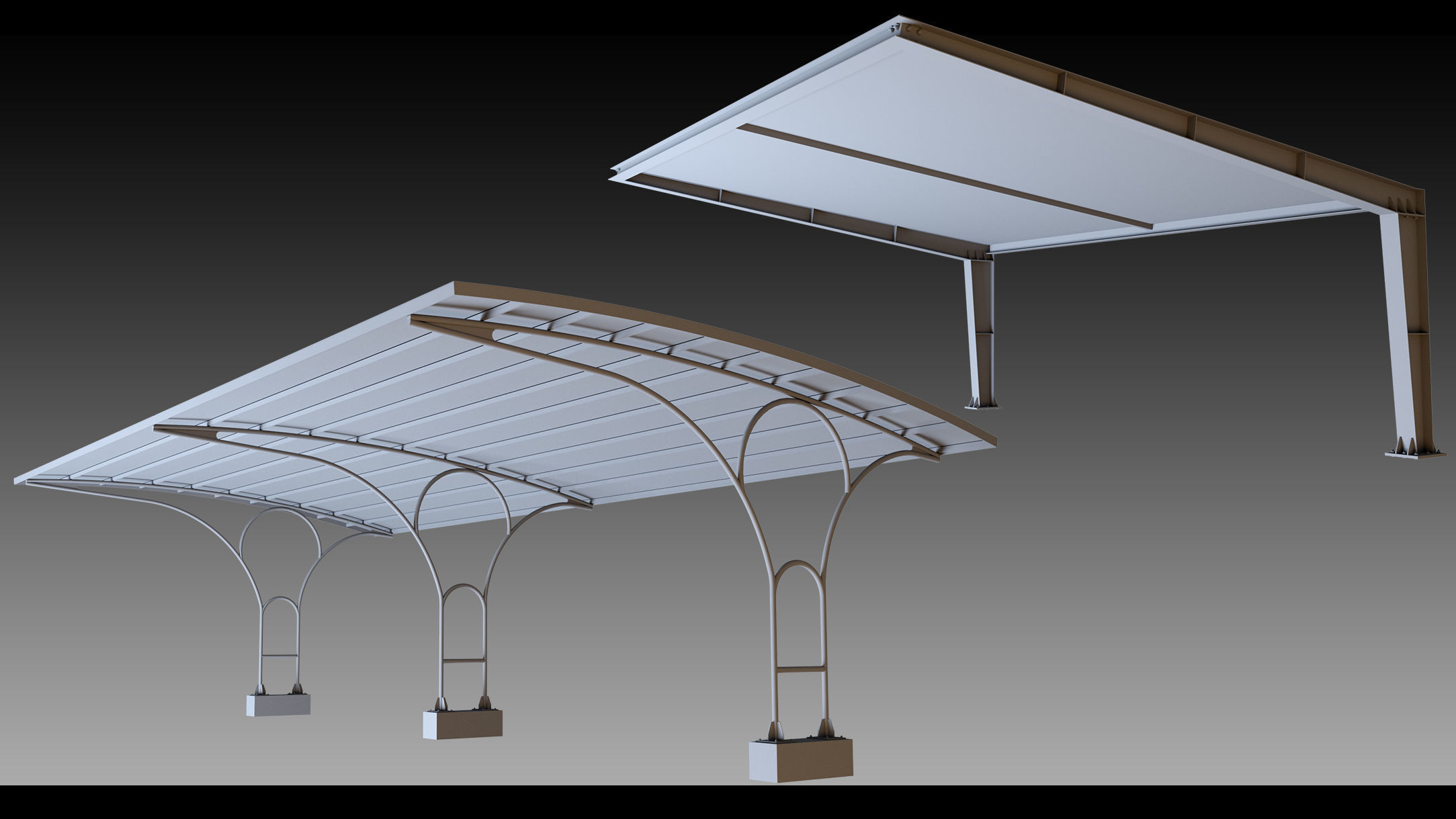 41 Urban Carports- Kitbash- High detail 3d models 3D model_8