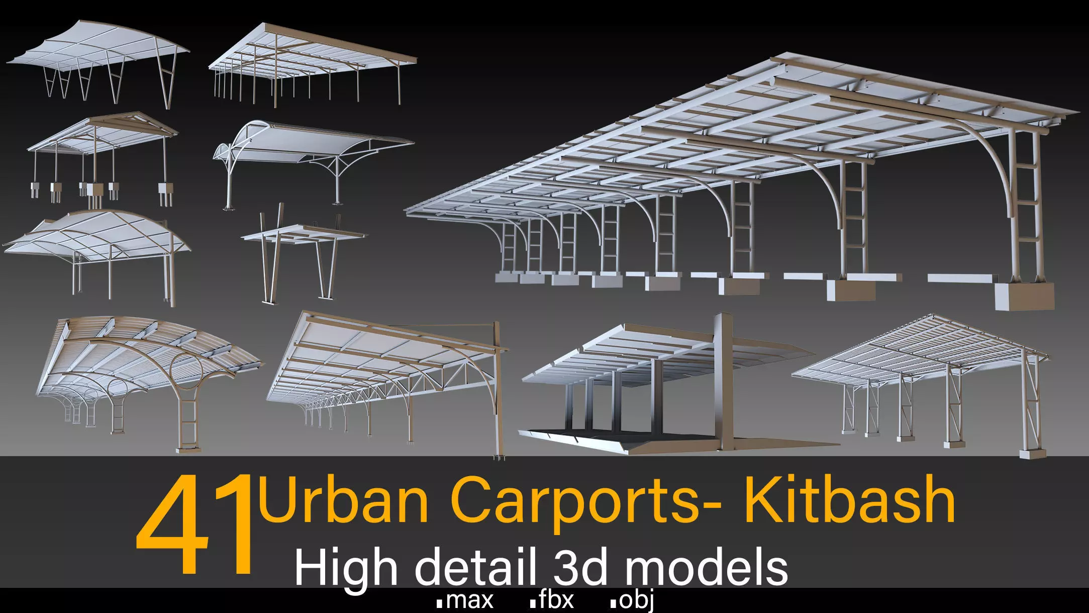 41 Urban Carports- Kitbash- High detail 3d models 3D model_0