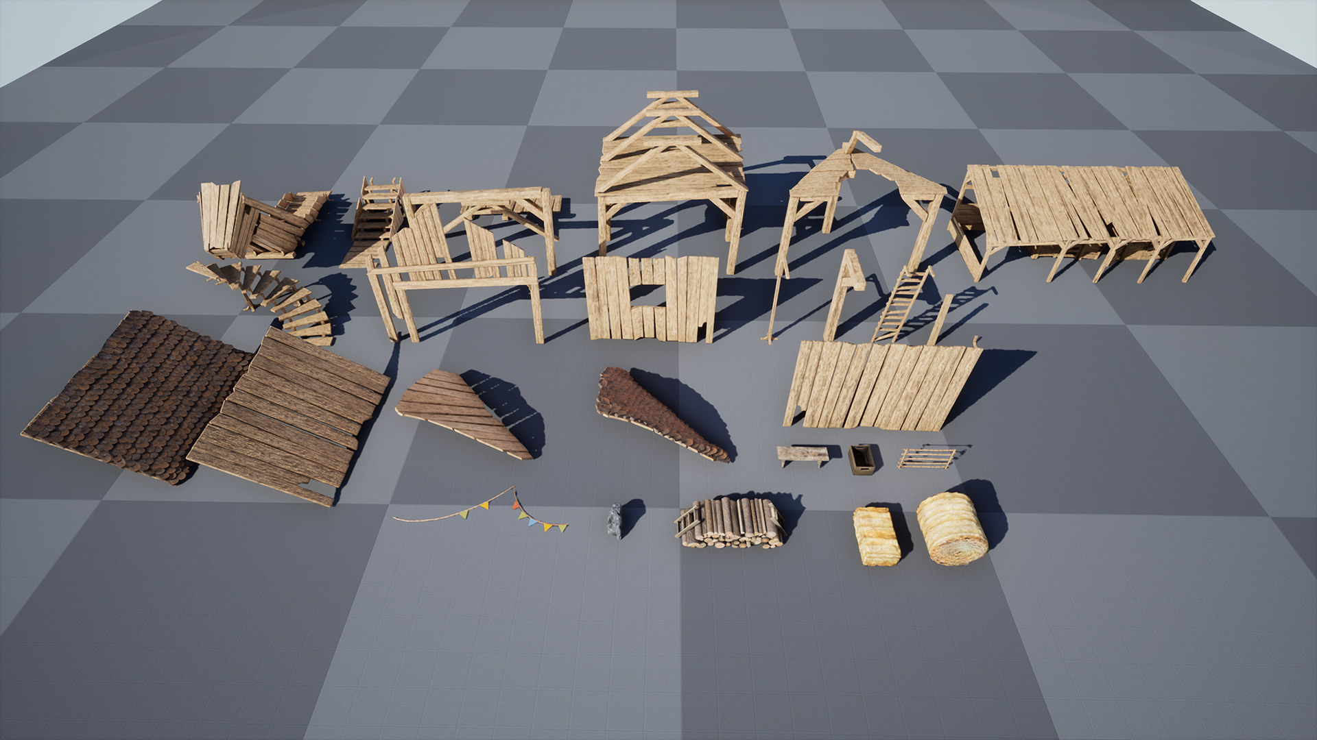 Modular Stables Environment  100 Assets Low-poly 3D model_8