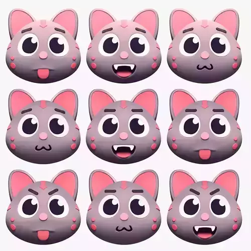 Cartoon Head Cats Pack