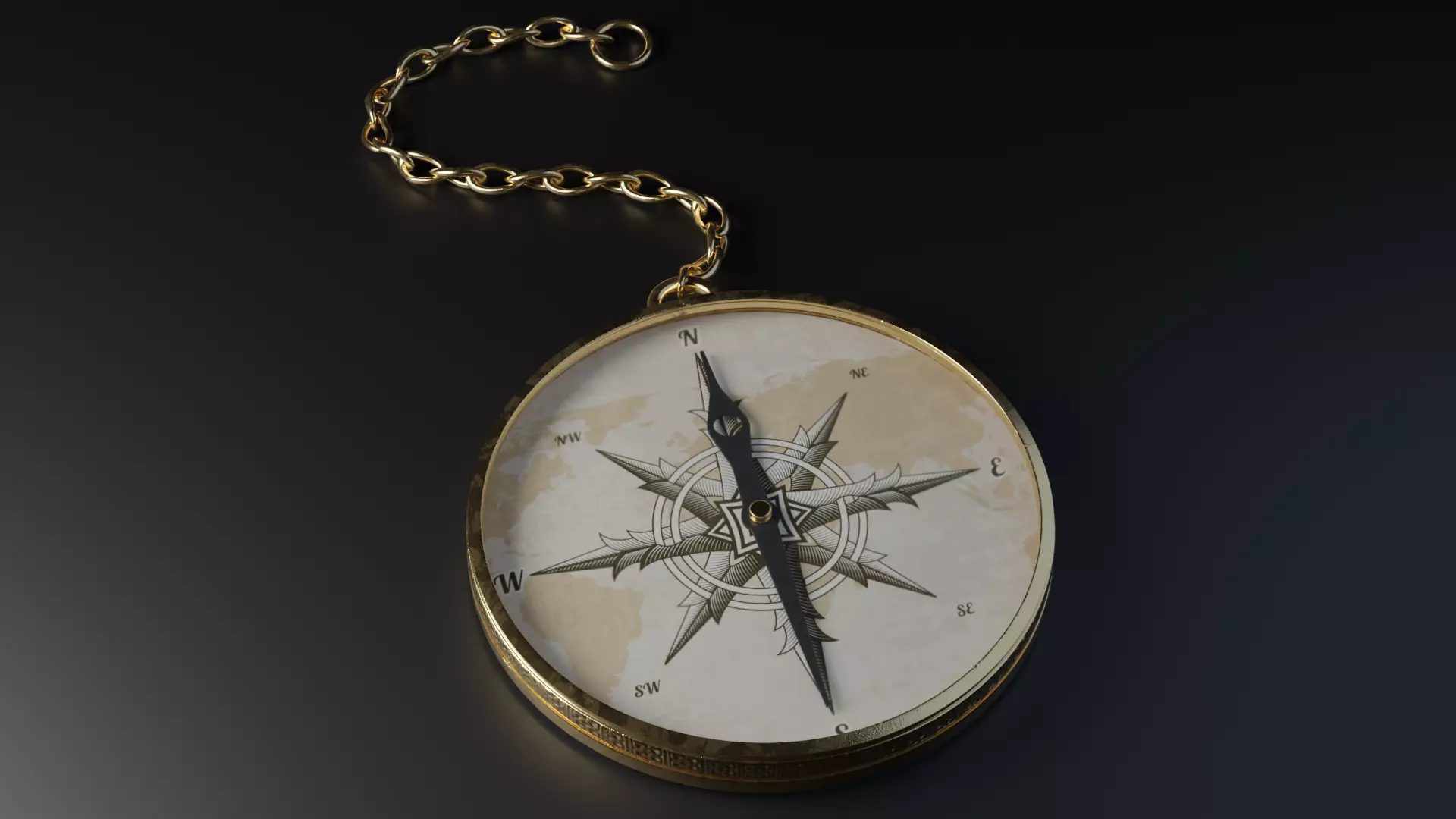 Gravered Golden Compass Low-poly 3D model