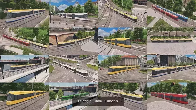 Leipzig XL Tram 3D Model Collection