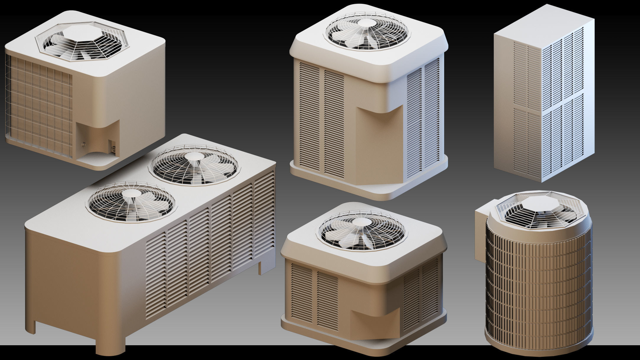 90 Industrial air conditioners- Kitbash- High detail 3d models 3D model_17