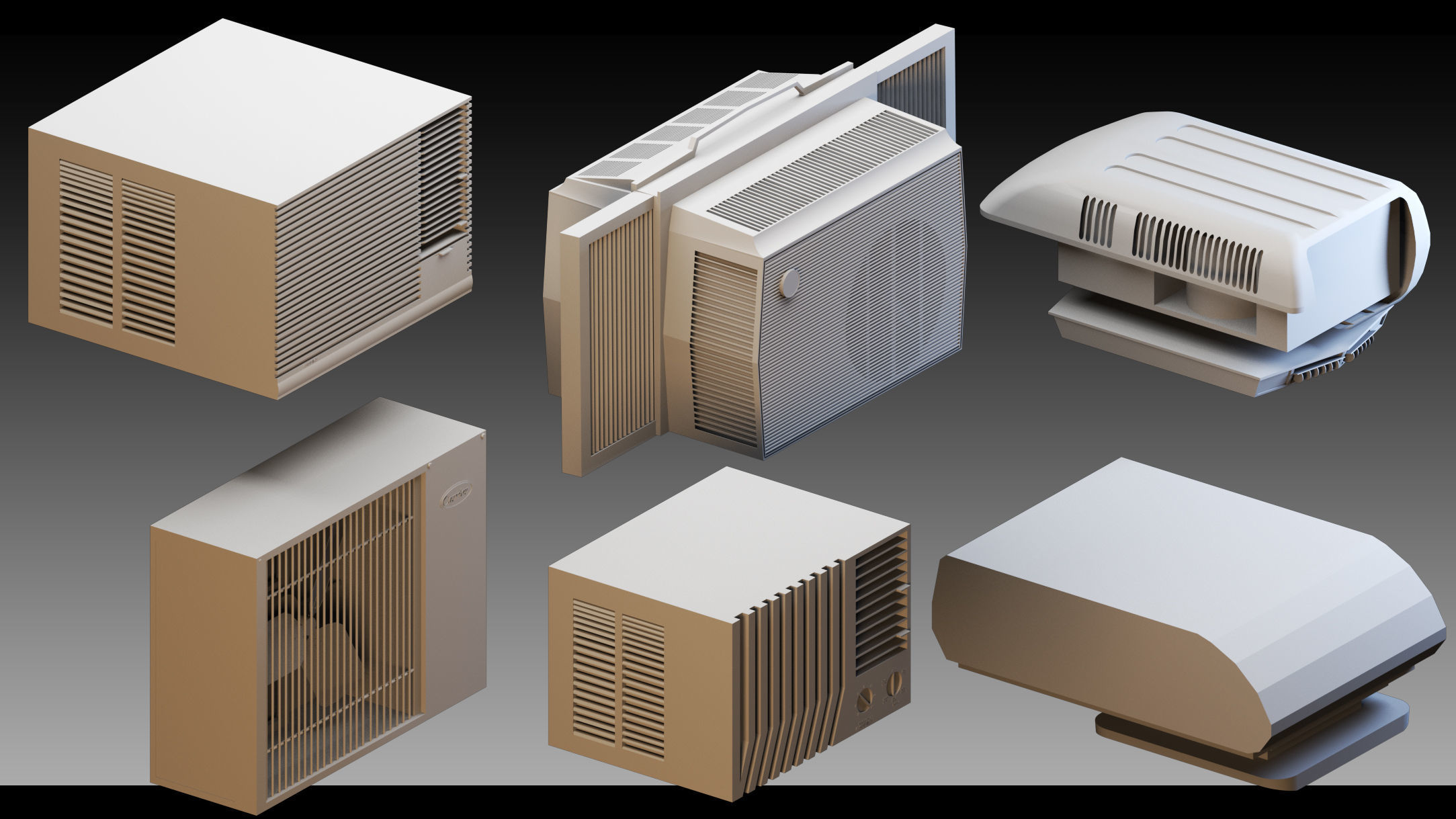 90 Industrial air conditioners- Kitbash- High detail 3d models 3D model_12