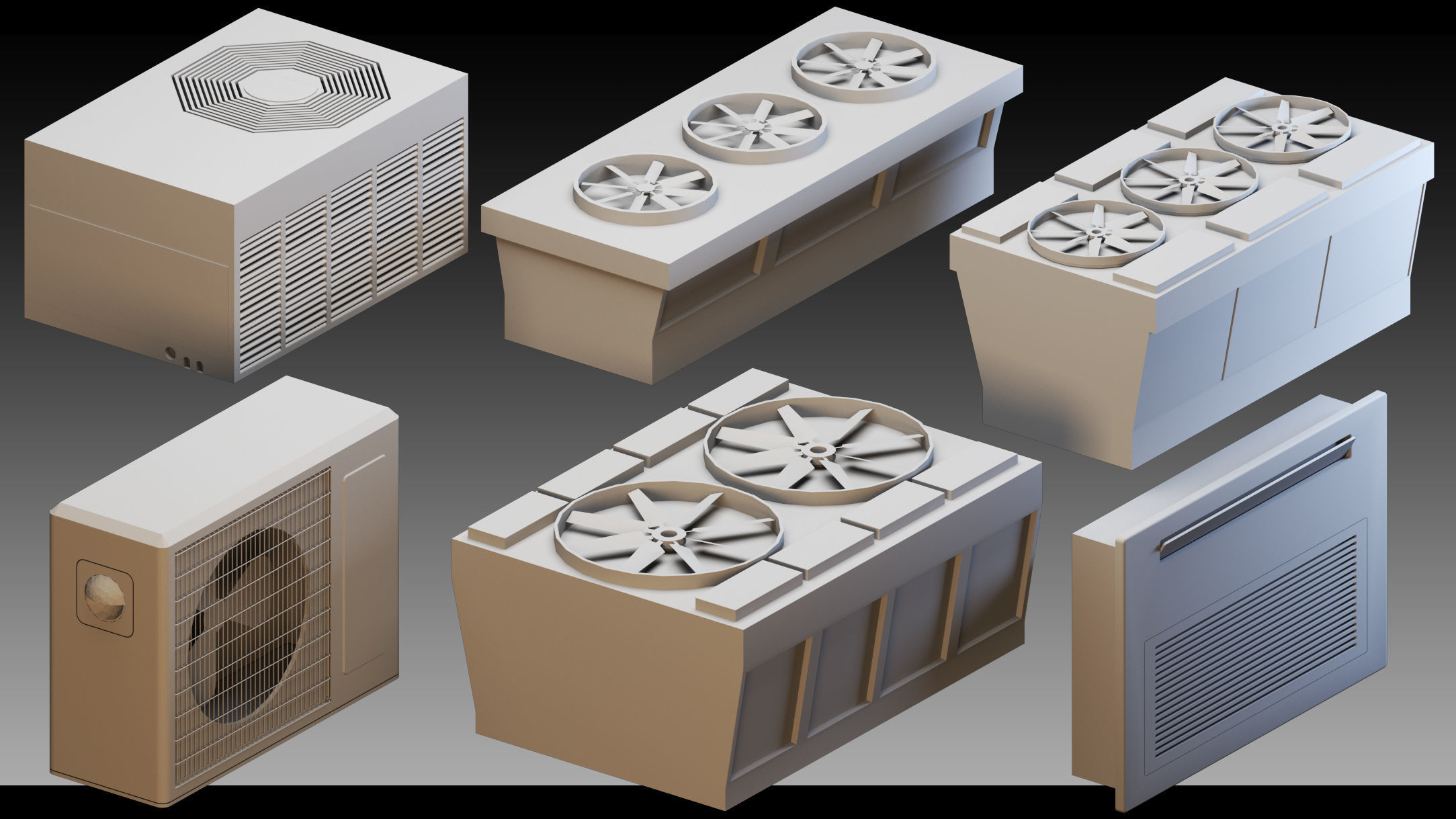 90 Industrial air conditioners- Kitbash- High detail 3d models 3D model_4