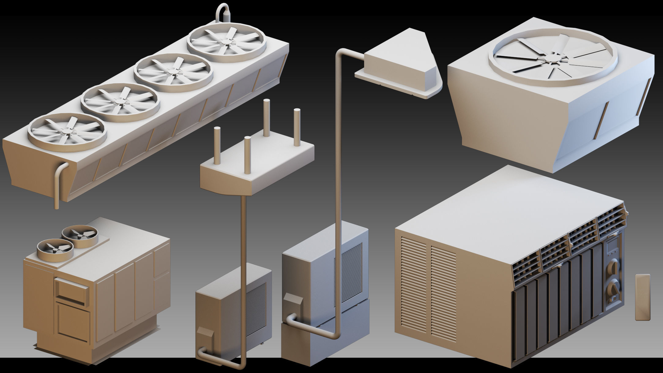 90 Industrial air conditioners- Kitbash- High detail 3d models 3D model_1