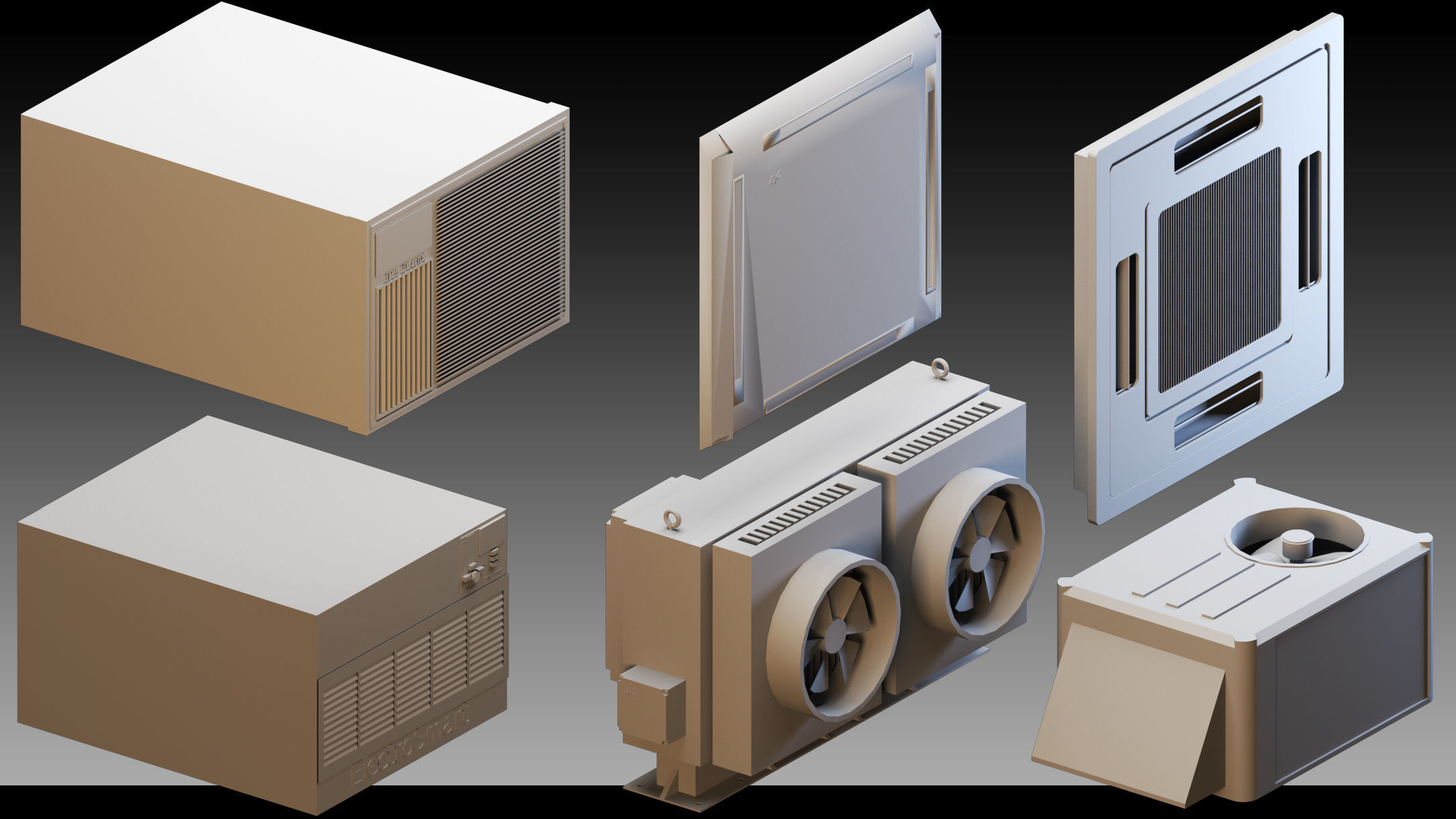 90 Industrial air conditioners- Kitbash- High detail 3d models 3D model_3