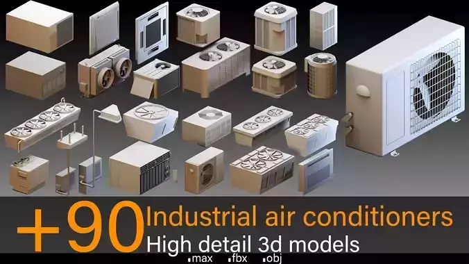90 Industrial air conditioners- Kitbash- High detail 3d models