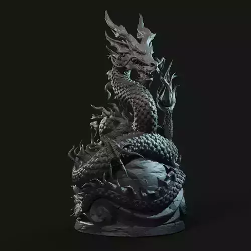 Asian Dragon Sculpture 3D model