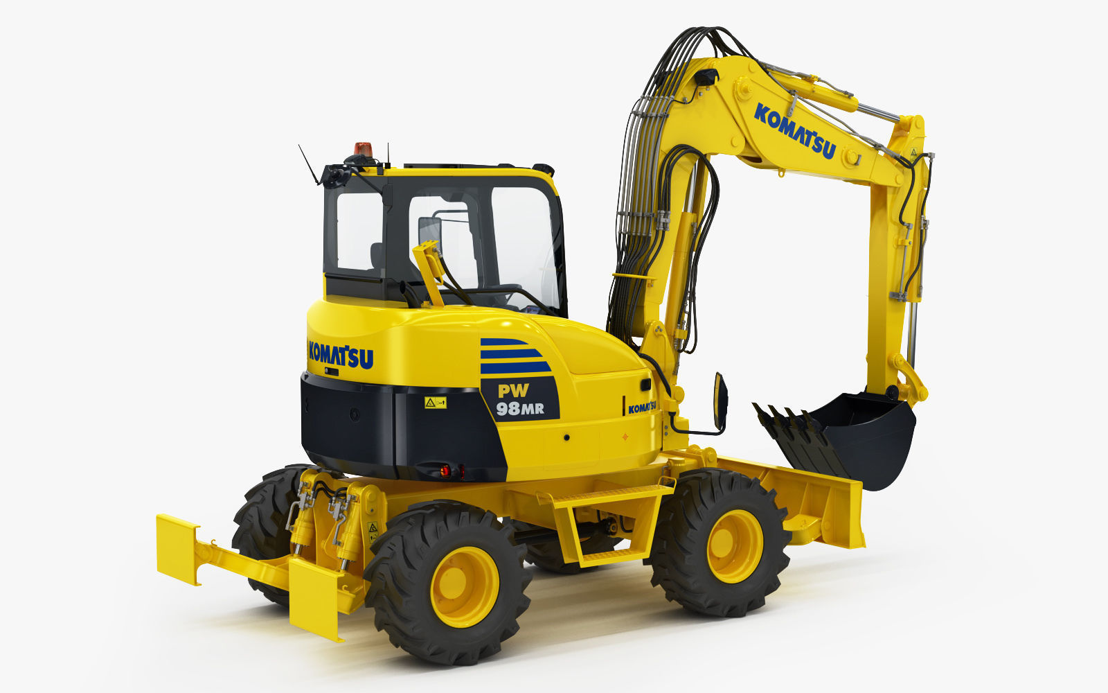 Wheeled Excavator Komatsu PW98MR-8 Rigged 3D model_14