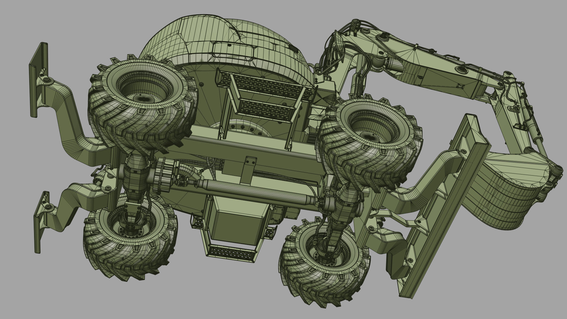 Wheeled Excavator Komatsu PW98MR-8 Rigged 3D model_34