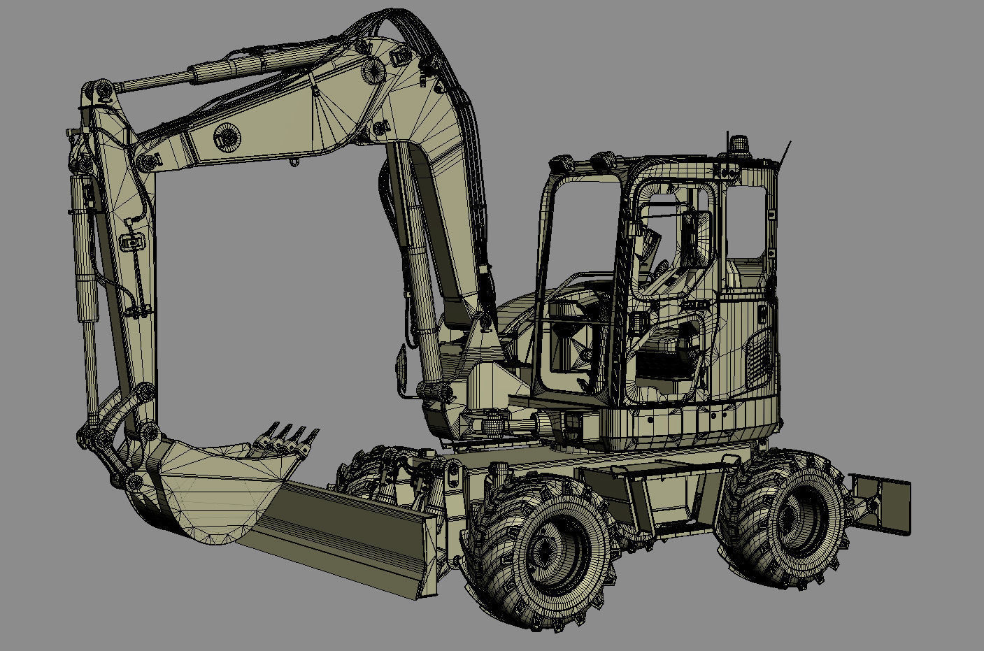 Wheeled Excavator Komatsu PW98MR-8 Rigged 3D model_36