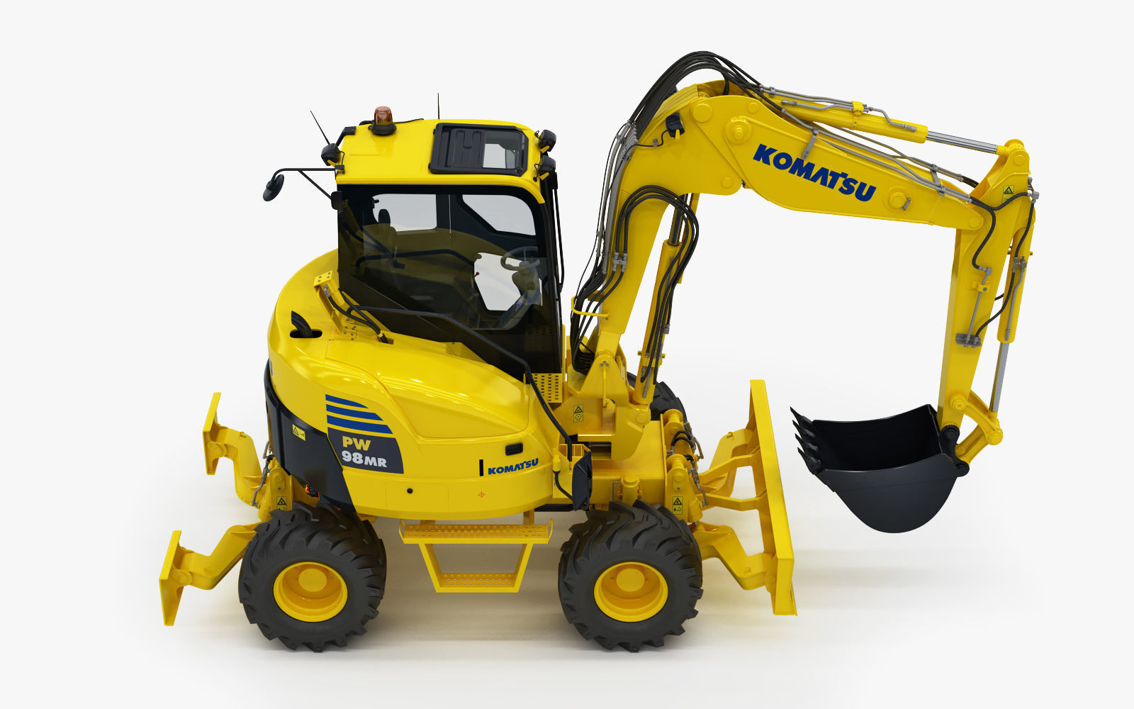 Wheeled Excavator Komatsu PW98MR-8 Rigged 3D model_13