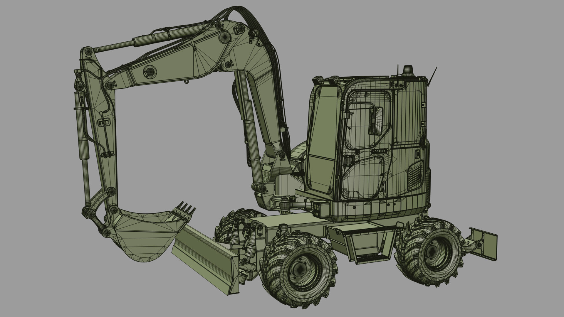 Wheeled Excavator Komatsu PW98MR-8 Rigged 3D model_33
