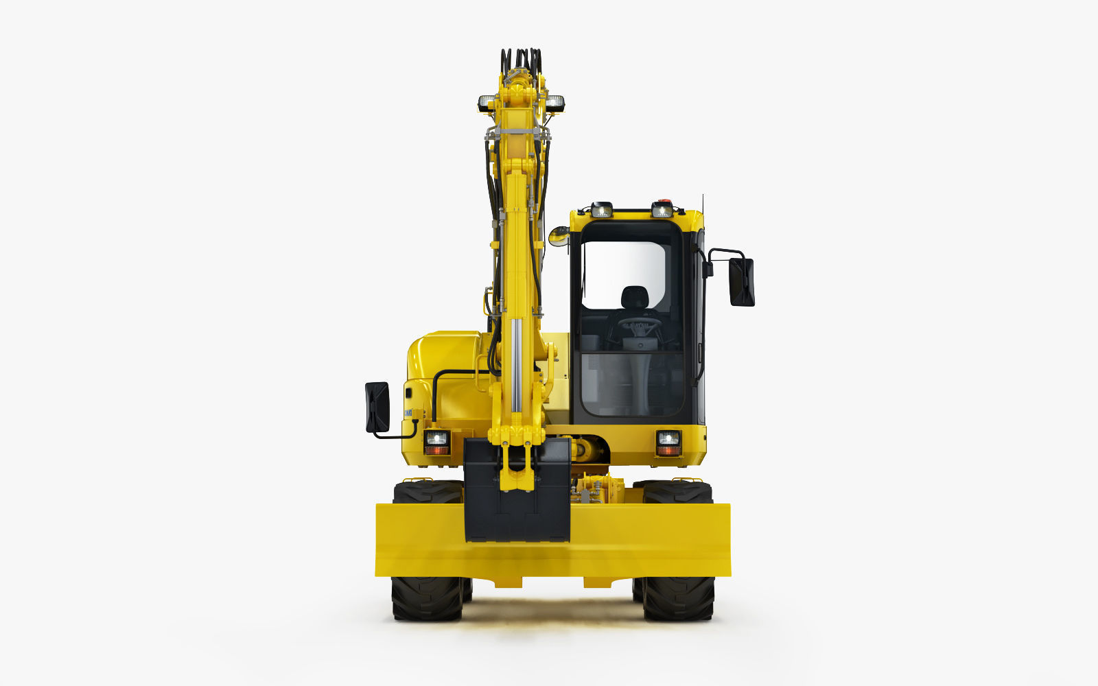 Wheeled Excavator Komatsu PW98MR-8 Rigged 3D model_9