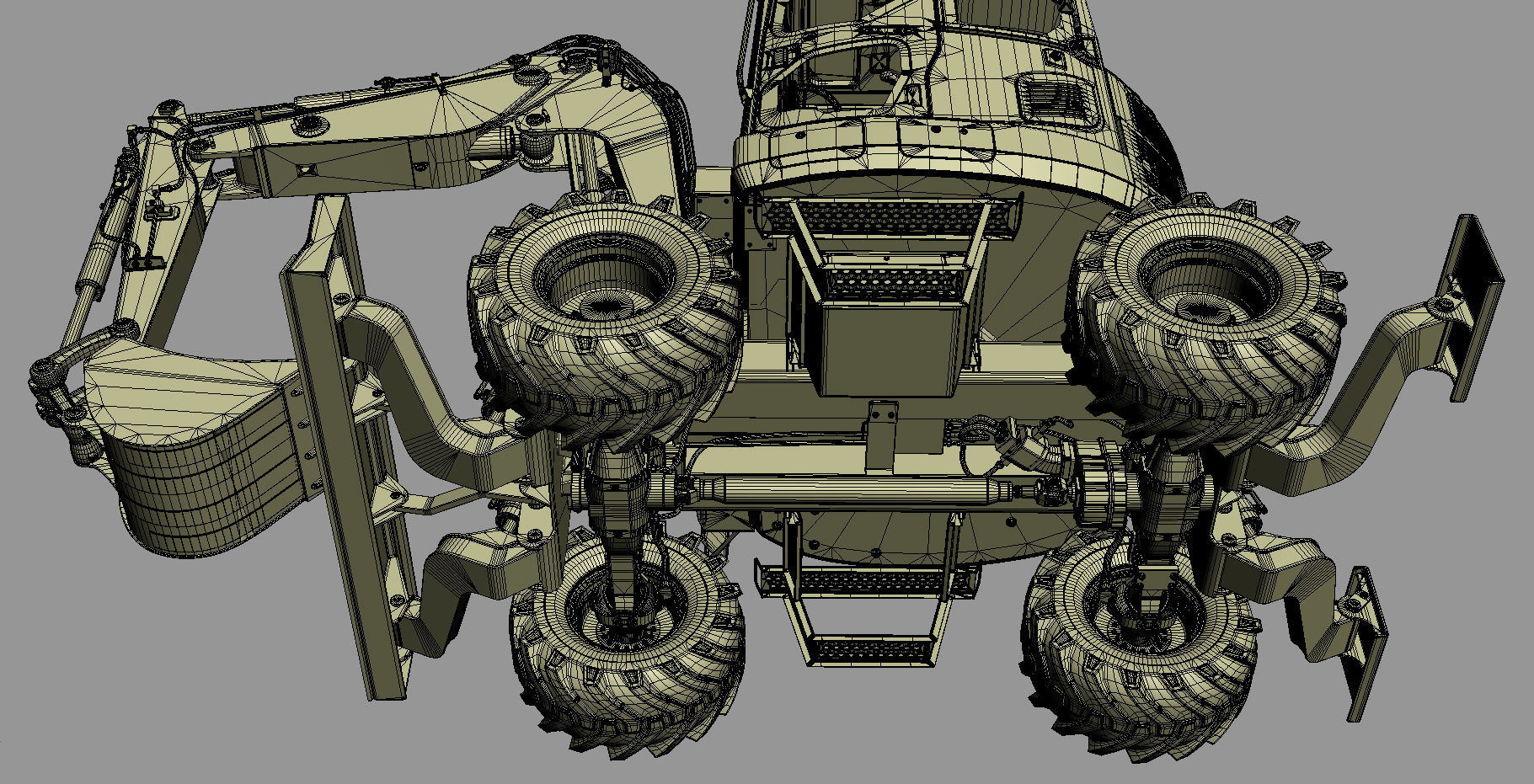 Wheeled Excavator Komatsu PW98MR-8 Rigged 3D model_46