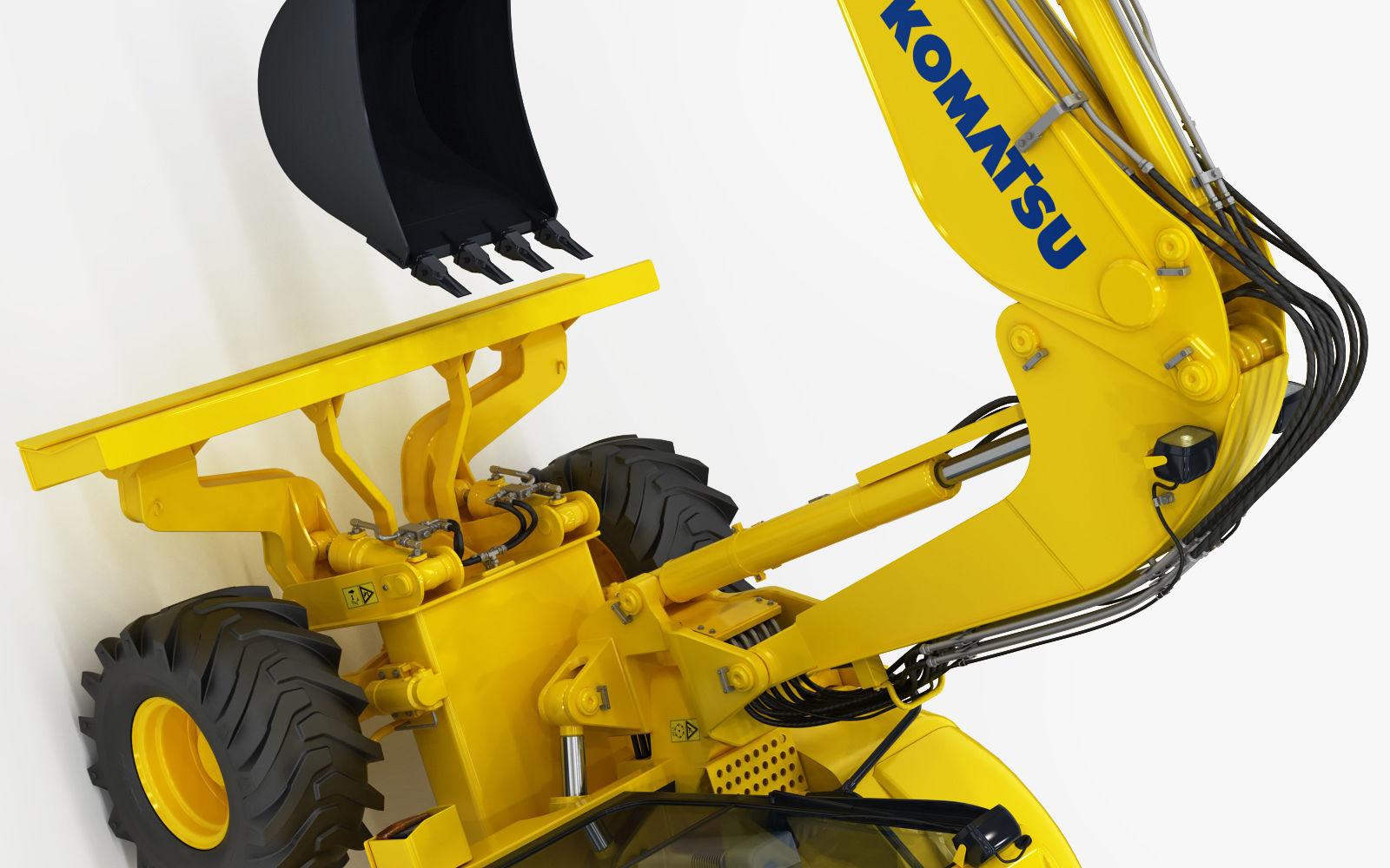 Wheeled Excavator Komatsu PW98MR-8 Rigged 3D model_20