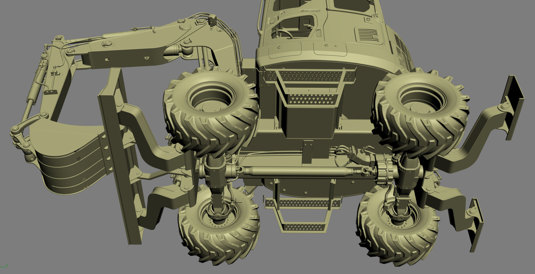Wheeled Excavator Komatsu PW98MR-8 Rigged 3D model_45