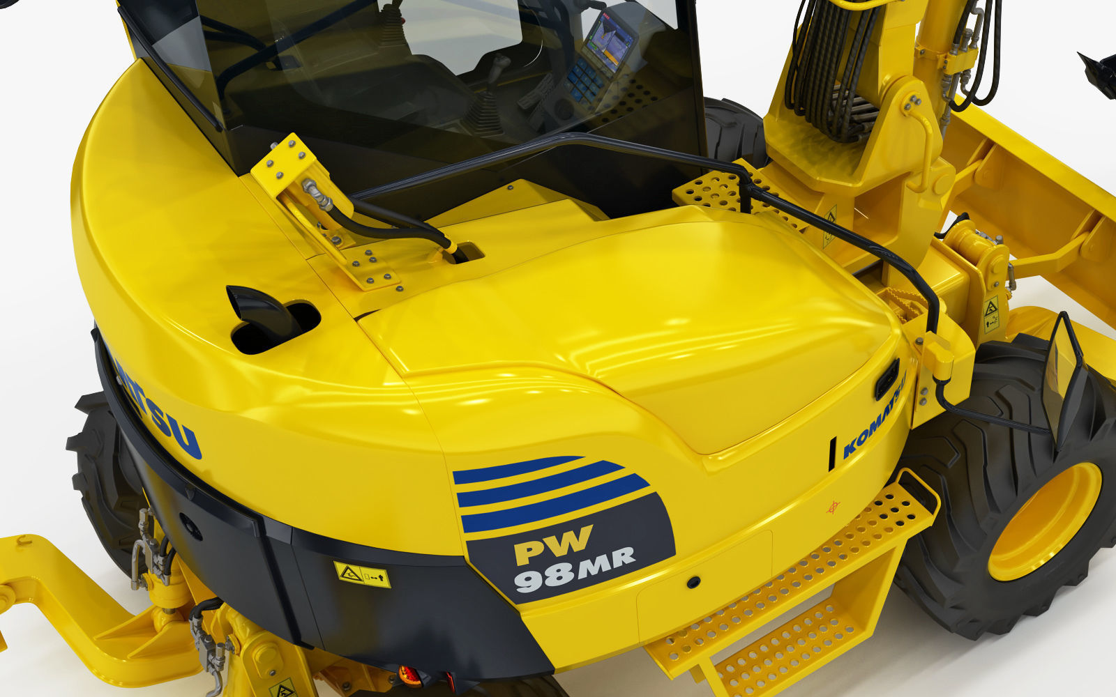 Wheeled Excavator Komatsu PW98MR-8 Rigged 3D model_25