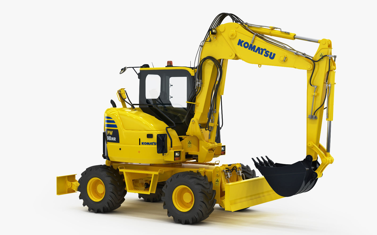 Wheeled Excavator Komatsu PW98MR-8 Rigged 3D model_12