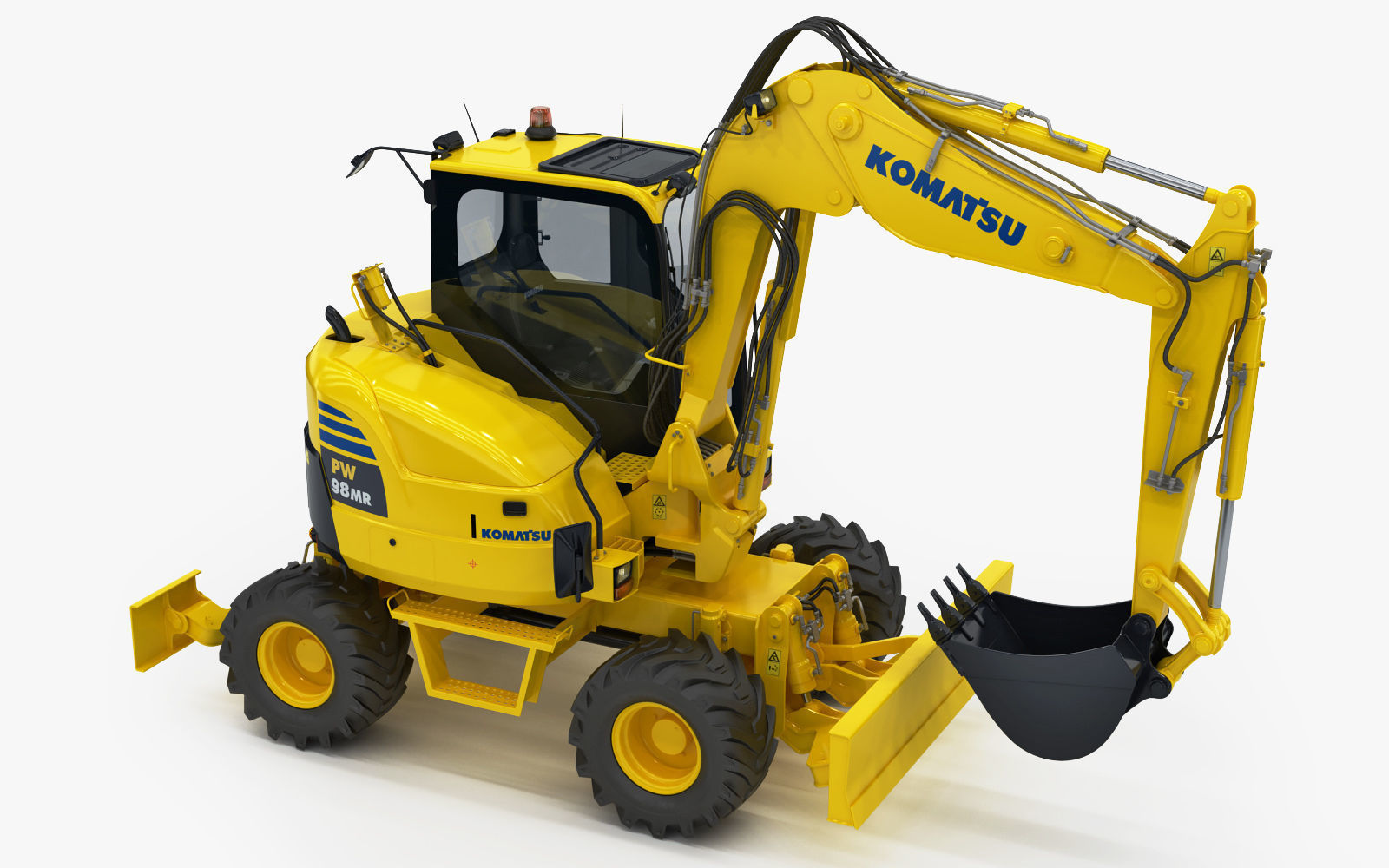 Wheeled Excavator Komatsu PW98MR-8 Rigged 3D model_21