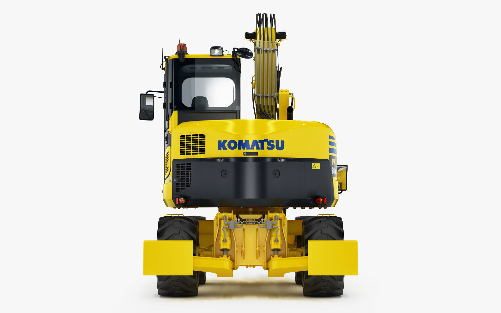 Wheeled Excavator Komatsu PW98MR-8 Rigged 3D model_10