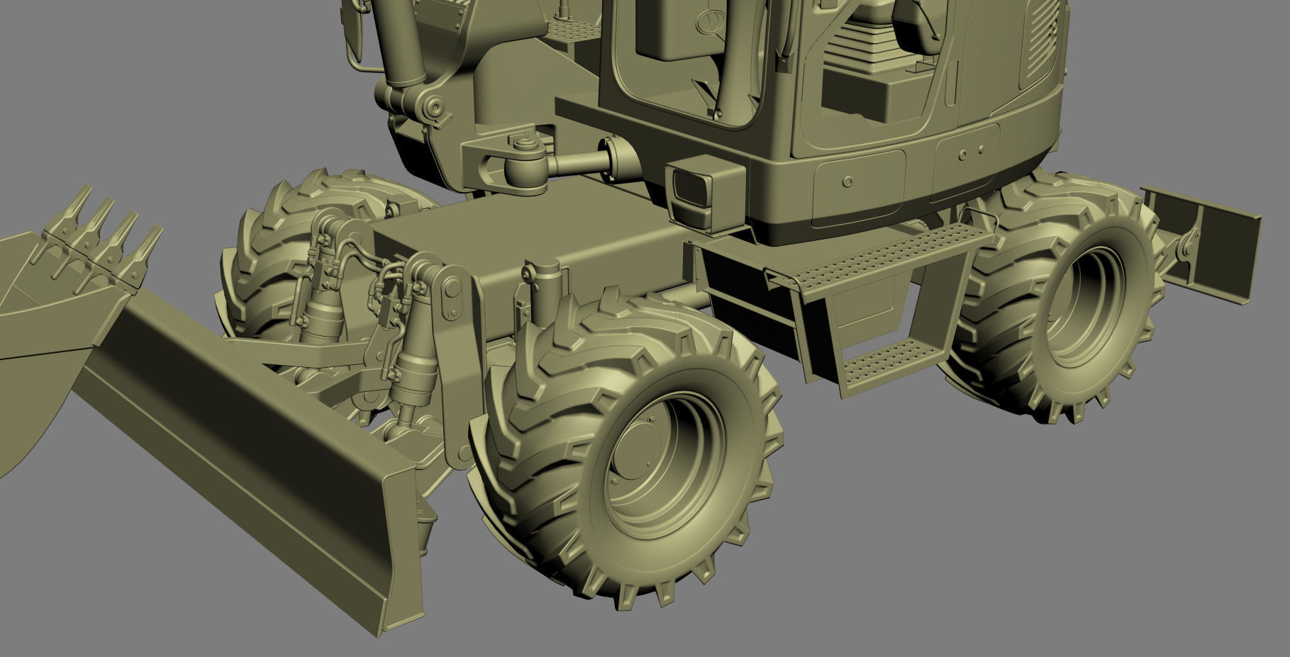 Wheeled Excavator Komatsu PW98MR-8 Rigged 3D model_37