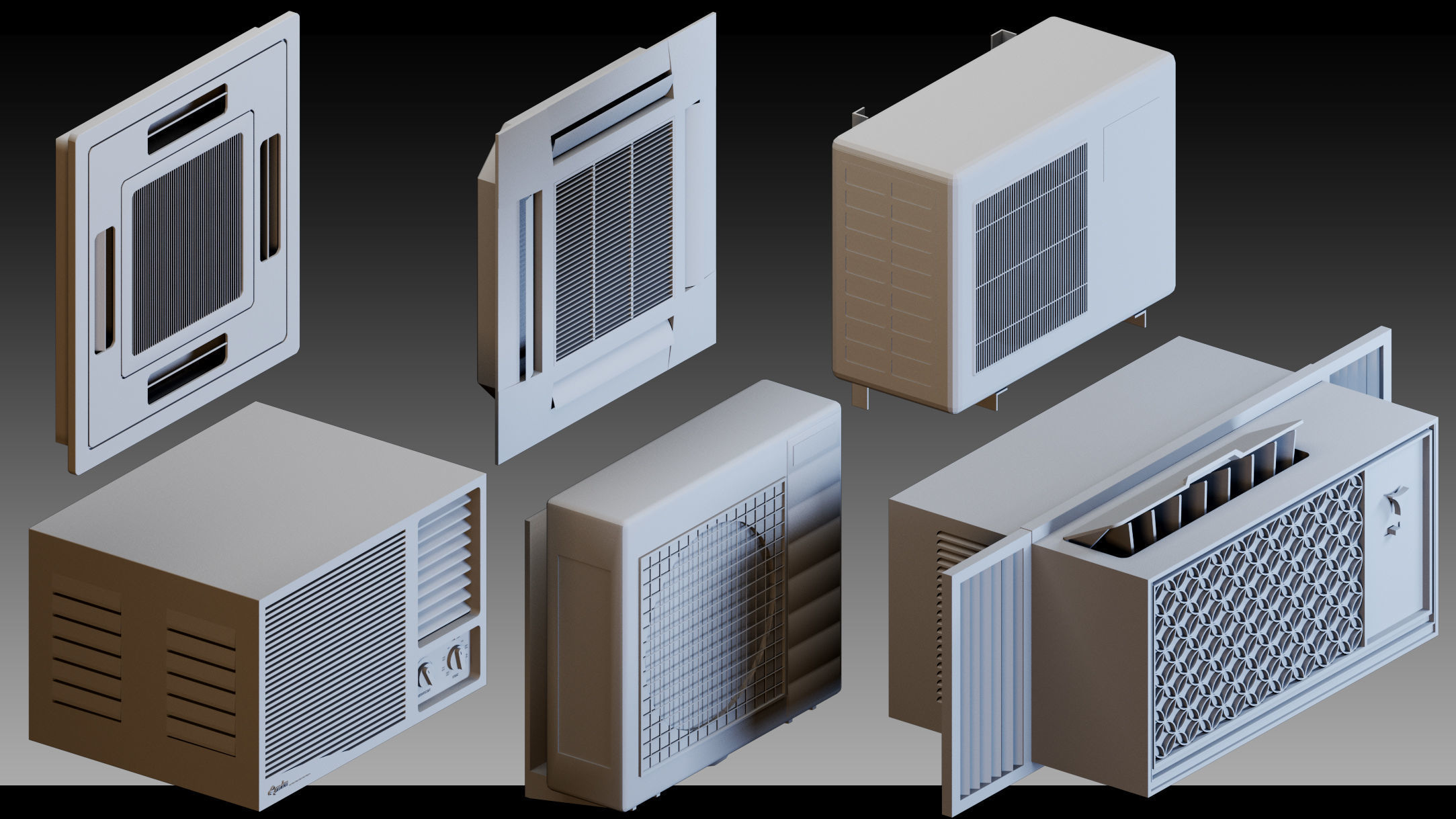 110 Air conditioners- Kitbash- High detail 3d models 3D model_2