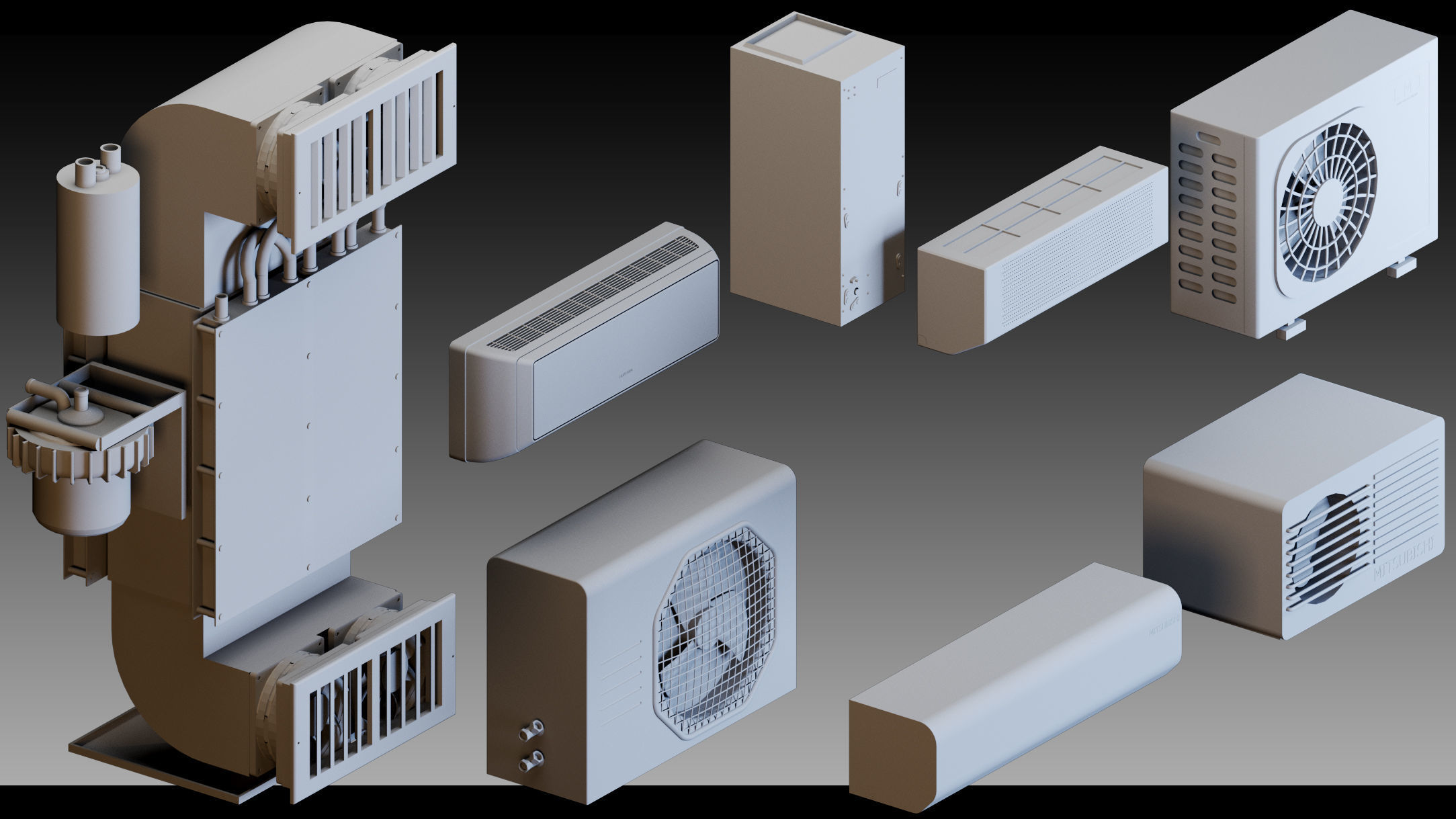 110 Air conditioners- Kitbash- High detail 3d models 3D model_7