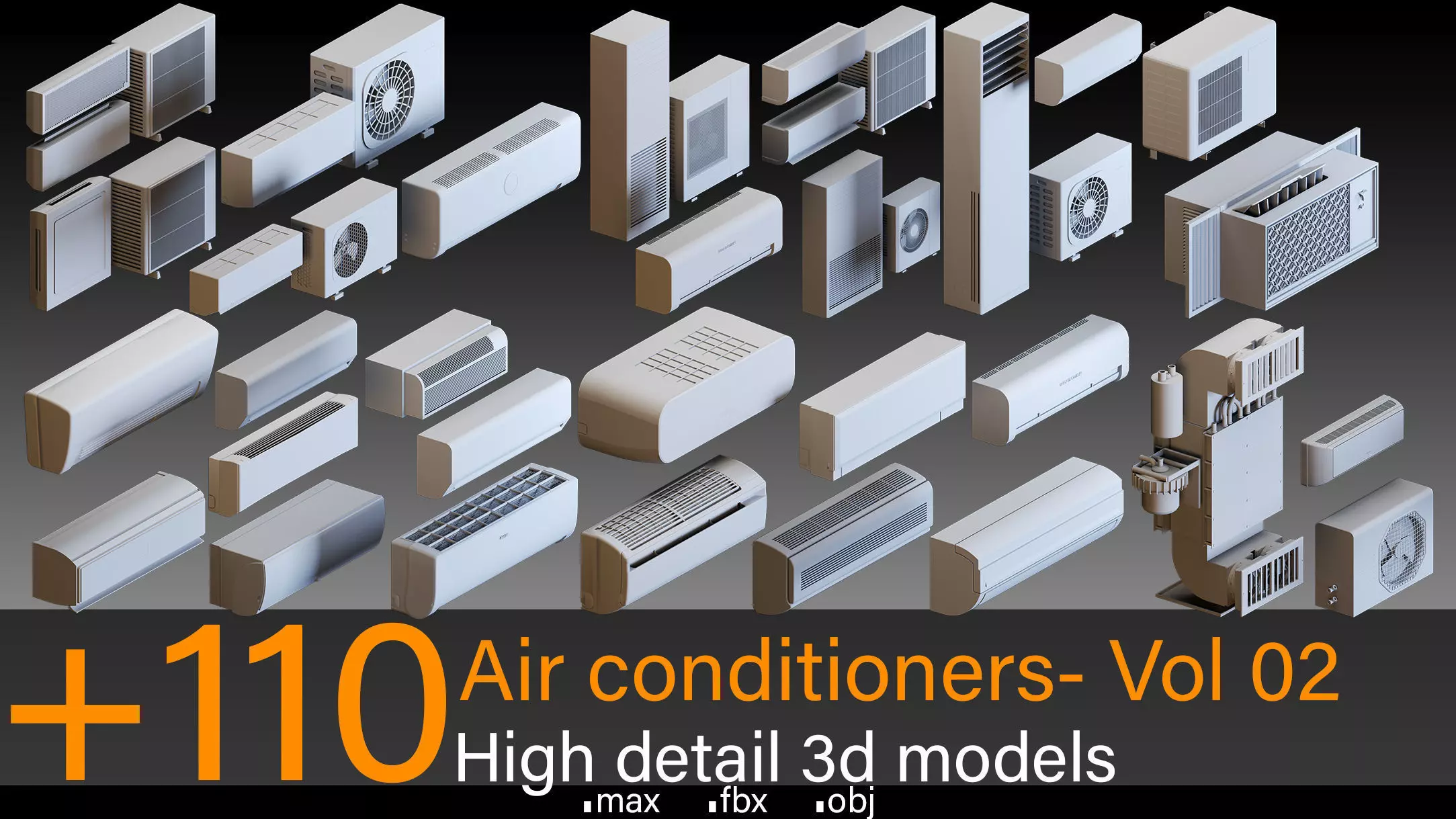 110 Air conditioners- Kitbash- High detail 3d models 3D model_0