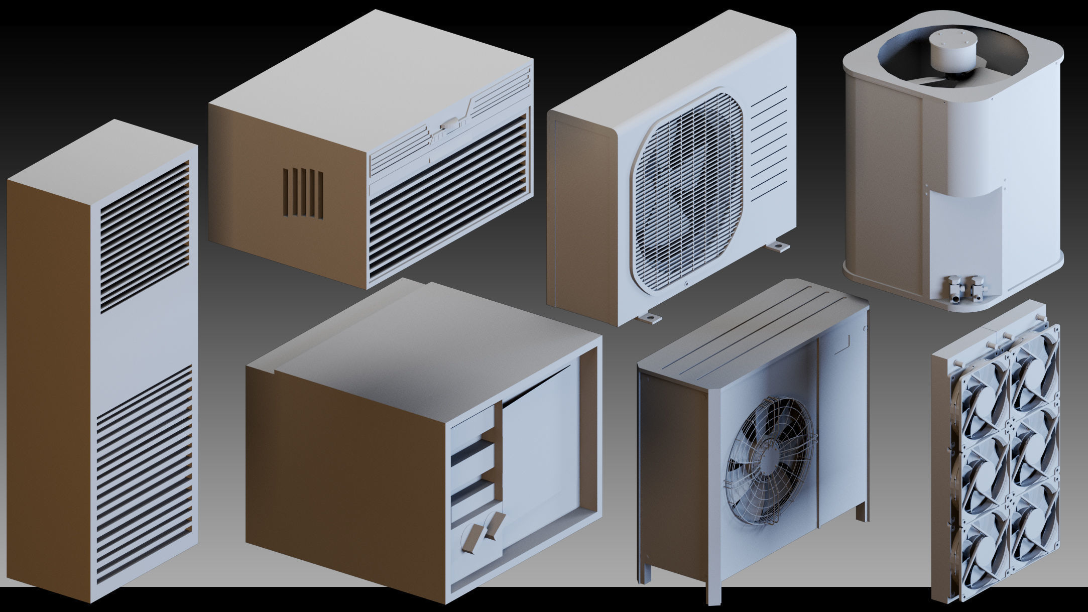 110 Air conditioners- Kitbash- High detail 3d models 3D model_3