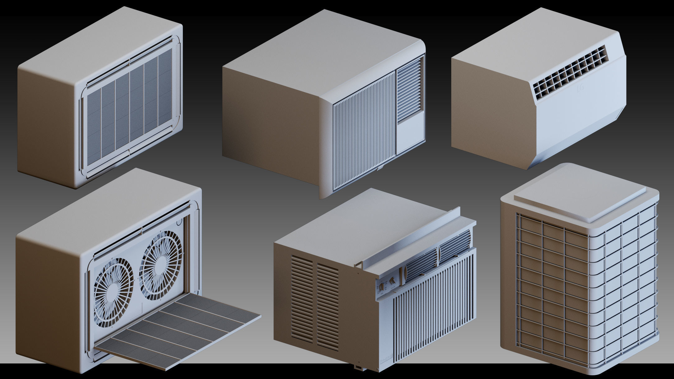 110 Air conditioners- Kitbash- High detail 3d models 3D model_6