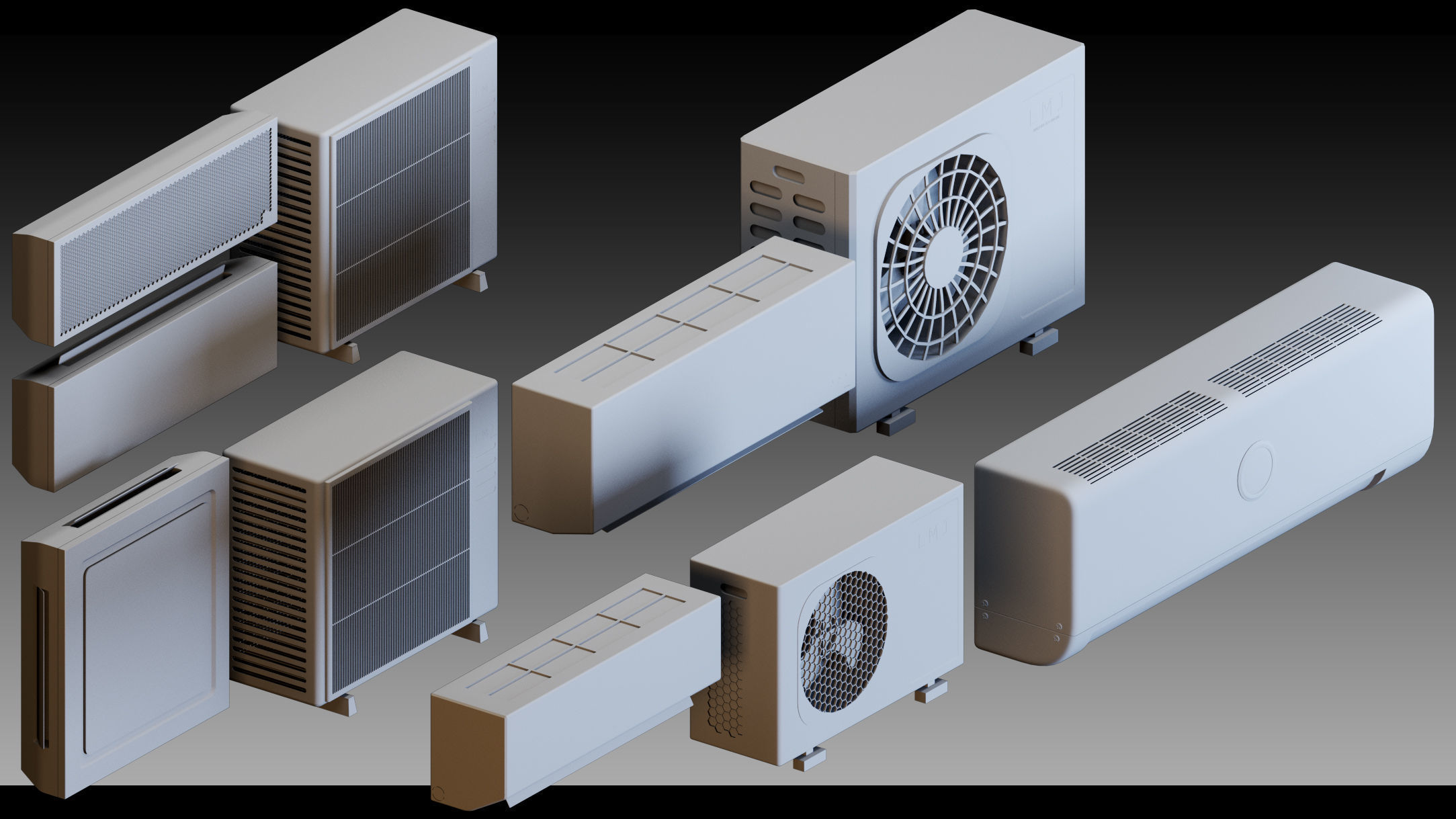 110 Air conditioners- Kitbash- High detail 3d models 3D model_1
